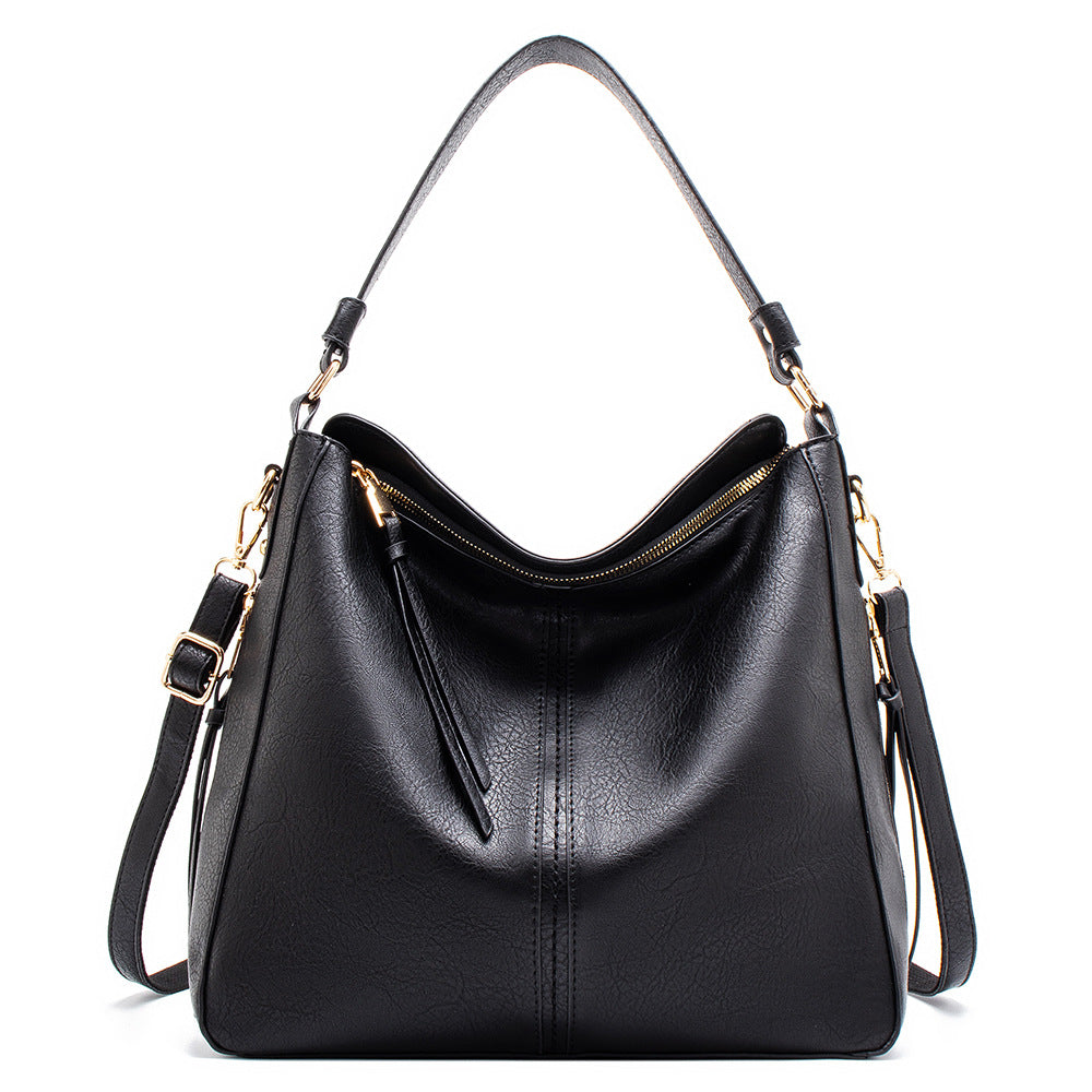 Black Womens Soft PU Leather Hobo Bag - Large Casual Tote Handbag with Adjustable Crossbody Strap V888-ELOSUNG32972