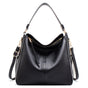 Black Womens Soft PU Leather Hobo Bag - Large Casual Tote Handbag with Adjustable Crossbody Strap V888-ELOSUNG32972