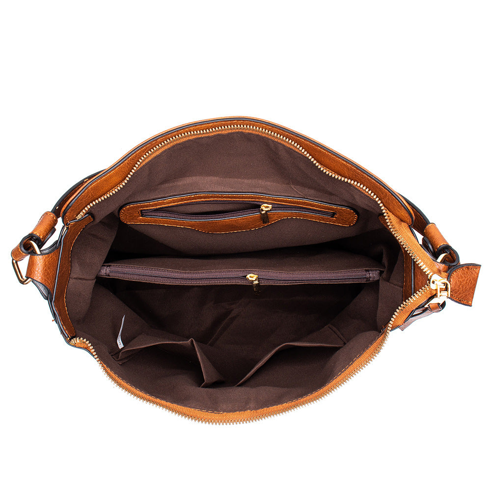 Black Womens Soft PU Leather Hobo Bag - Large Casual Tote Handbag with Adjustable Crossbody Strap V888-ELOSUNG32972