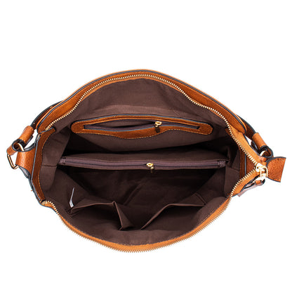 Black Womens Soft PU Leather Hobo Bag - Large Casual Tote Handbag with Adjustable Crossbody Strap V888-ELOSUNG32972