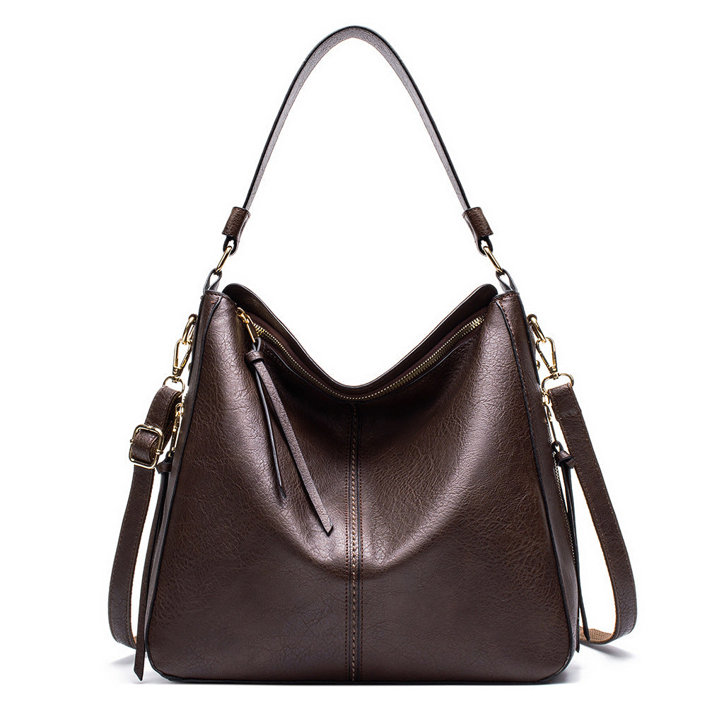 Coffee Womens Soft PU Leather Hobo Bag - Large Casual Tote Handbag with Adjustable Crossbody Strap V888-ELOSUNG32973