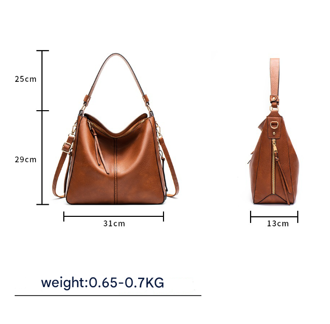 Coffee Womens Soft PU Leather Hobo Bag - Large Casual Tote Handbag with Adjustable Crossbody Strap V888-ELOSUNG32973