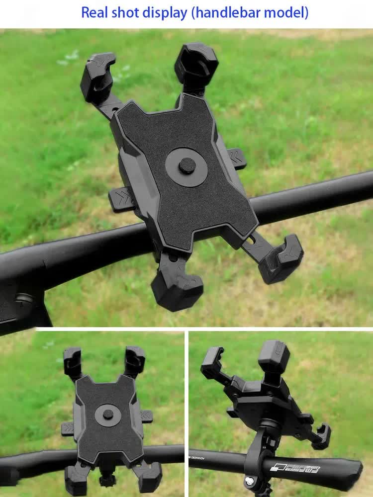 Black Secure Grip Bike Phone Mount - Adjustable 360 Rotation Bicycle Handlebar Holder, Universal Cradle for V888-ELOSUNG32979