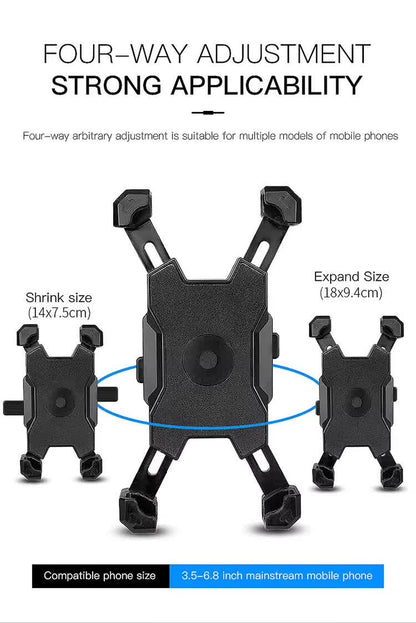 Black Secure Grip Bike Phone Mount - Adjustable 360 Rotation Bicycle Handlebar Holder, Universal Cradle for V888-ELOSUNG32979