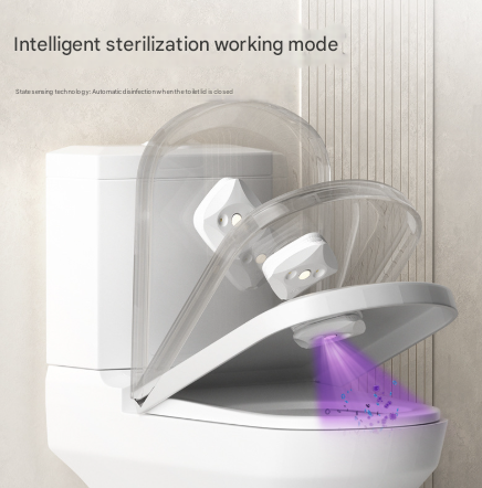 2 Pcs White Automatic UVC Toilet Sanitizer Light - Rechargeable Portable Sterilizer for Bathroom Hygiene V888-ELOSUNG32993