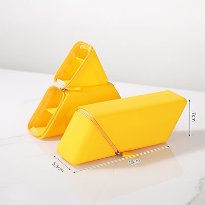 Yellow Transforming Silicone Pencil Case - Stand-Up Pen Holder & Stationery Organizer V888-ELOSUNG32994