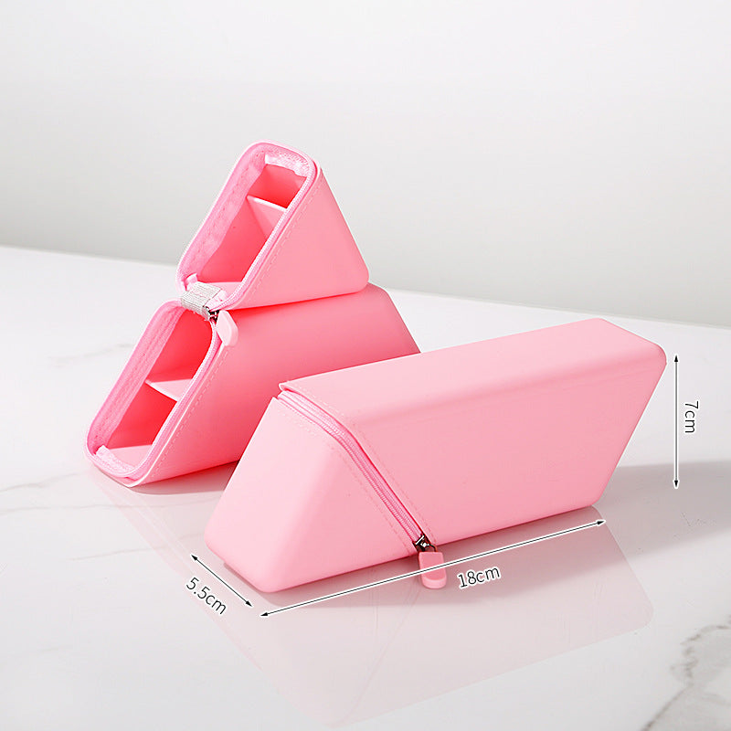 Pink Transforming Silicone Pencil Case - Stand-Up Pen Holder & Stationery Organizer V888-ELOSUNG32995