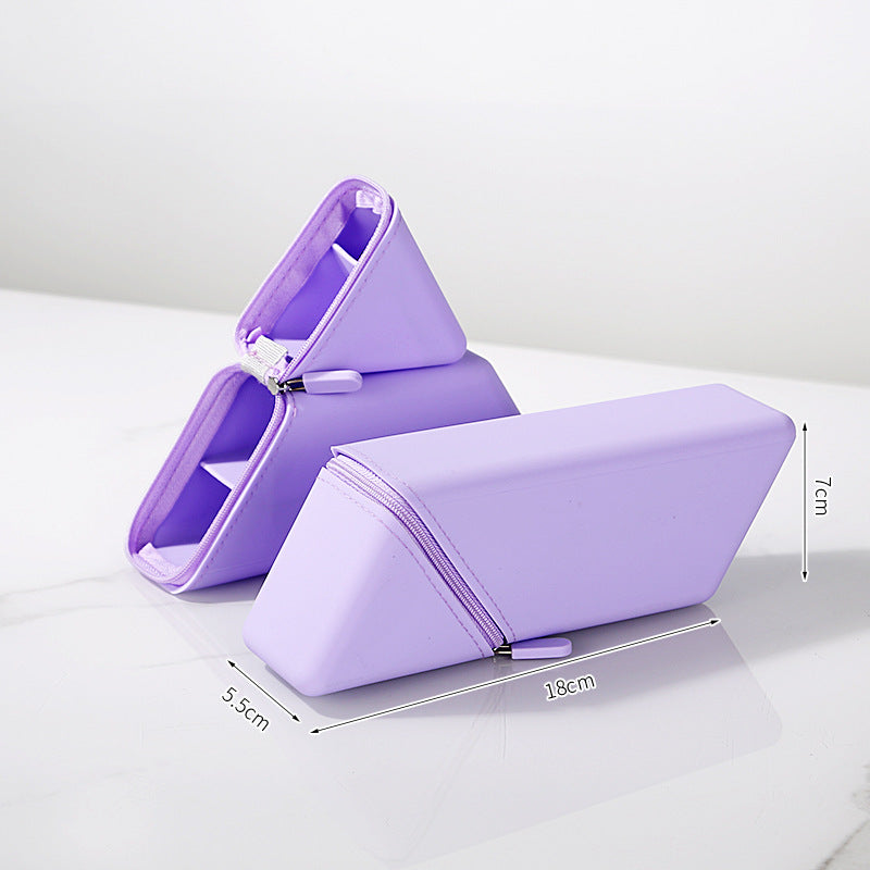 Purple Transforming Silicone Pencil Case - Stand-Up Pen Holder & Stationery Organizer V888-ELOSUNG32996