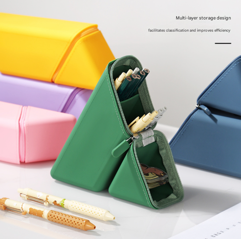 Purple Transforming Silicone Pencil Case - Stand-Up Pen Holder & Stationery Organizer V888-ELOSUNG32996
