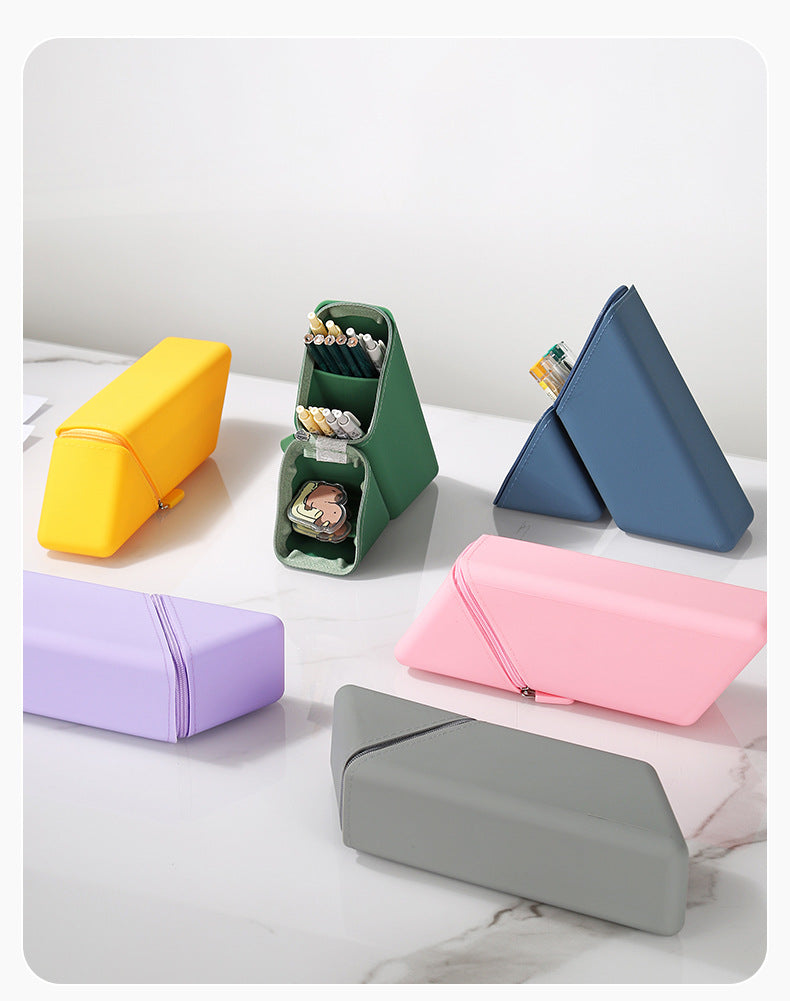 Purple Transforming Silicone Pencil Case - Stand-Up Pen Holder & Stationery Organizer V888-ELOSUNG32996