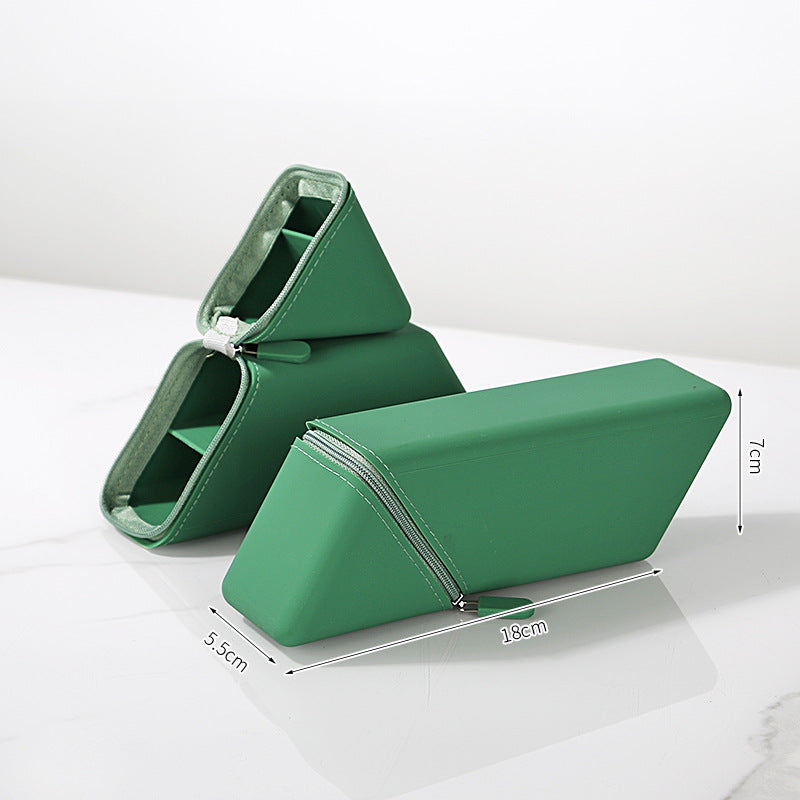 Green Transforming Silicone Pencil Case - Stand-Up Pen Holder & Stationery Organizer V888-ELOSUNG32997