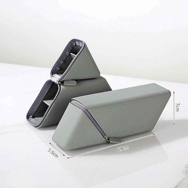 Grey Transforming Silicone Pencil Case - Stand-Up Pen Holder & Stationery Organizer V888-ELOSUNG32999