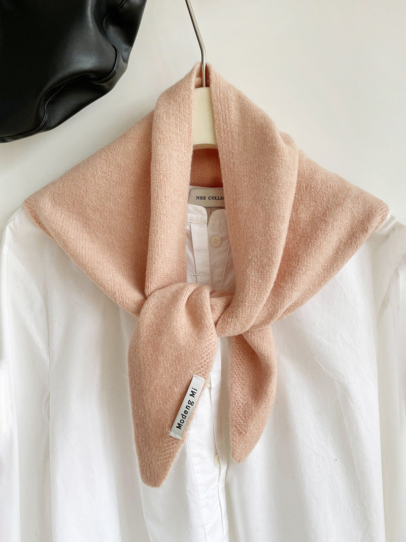 Pink Chic Wool Blend Knit Triangle Scarf - Versatile & Warm Fashion Accessory - 105 x 35cm V888-ELOSUNG33006