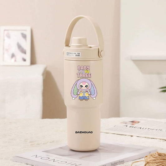 Beige - Baby 3 30oz Ceramic-Lined Insulated Tumbler with Handle, 735ml Stainless Steel Travel Mug V888-ELOSUNG33008