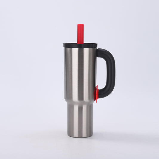 Natural Steel 40oz Macron Stainless Steel Insulated Tumbler with Handle and Straw - 14.8 x 10.5 x 28 cm Large V888-ELOSUNG33015