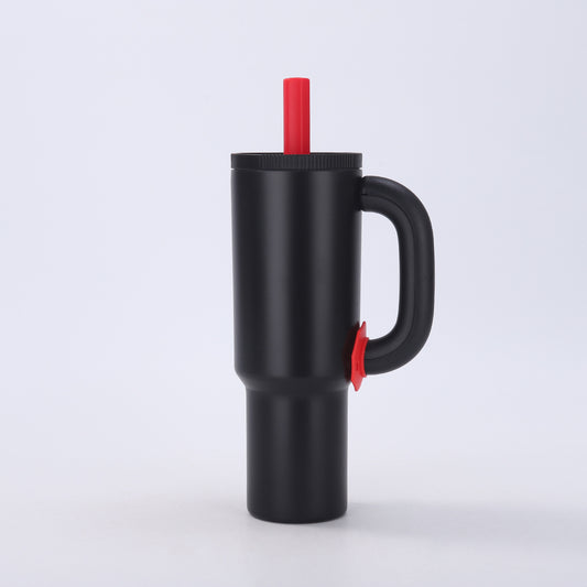 Black 40oz Macron Stainless Steel Insulated Tumbler with Handle and Straw - 14.8 x 10.5 x 28 cm Large V888-ELOSUNG33018