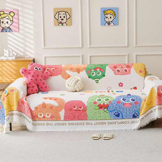 Dopamine Cartoon Sofa Cover - 180 x 230 cm Dustproof, Wear-Resistant, All-Season Two-Seater Sofa Protector V888-ELOSUNG33026
