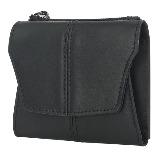 Black Genuine Leather Women's Wallet -C Multifunctional Coin & Card Holder, Fashionable Card Box in Top-Grade V888-ELOSUNG33034