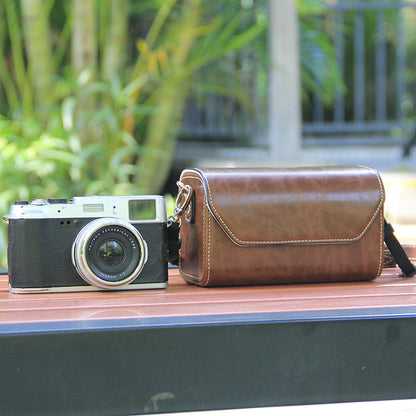 Coffee PU Leather Camera Bag for Fujifilm X Canon G Olympus PEN - Compact Vintage Design V888-ELOSUNG33039