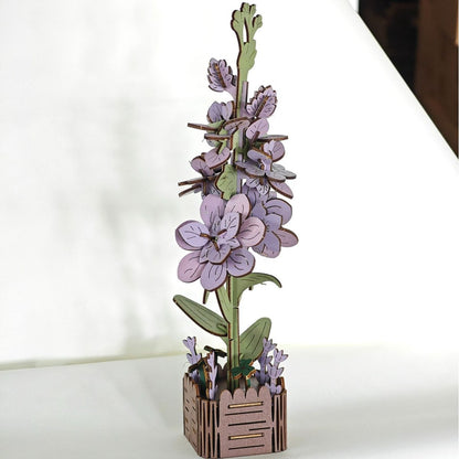 DIY 3D Wooden Violet Flower Puzzle - 60-Piece Kids' Craft Kit V888-ELOSUNG33040