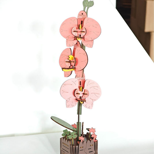 DIY 3D Wooden Butterfly Orchid Puzzle - 60-Piece Kids' Craft Toy V888-ELOSUNG33049