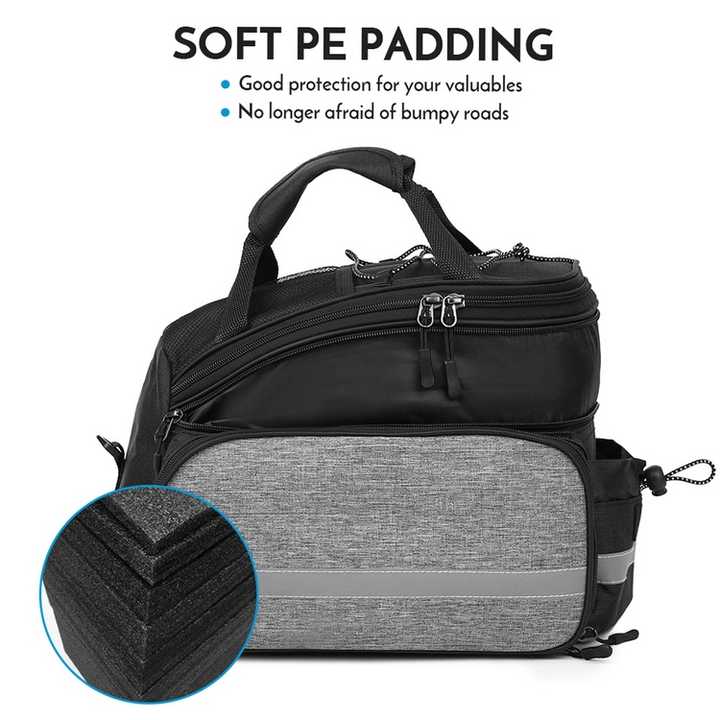 Insulated Bike Rear Rack Bag - Waterproof Storage Bag with Soft PE Padding for Cycling V888-ELOSUNG33052