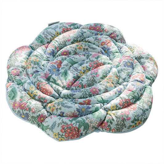 Blue Rose Pattern Pure Cotton Chair Cushion - Thickened 50x50cm Office Sofa Pad V888-ELOSUNG33053