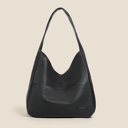 Black Retro PU Leather Tote Bag for Women - Casual Single Shoulder Crossbody Bag V888-ELOSUNG33060