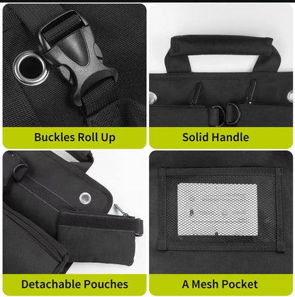 Black Heavy-Duty Tool Organizer Roll with Detachable Pouches V888-ELOSUNG33064