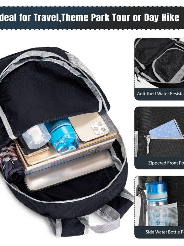 Black Ultra-Light Foldable Outdoor Backpack - Portable Travel Hiking Bag V888-ELOSUNG33070