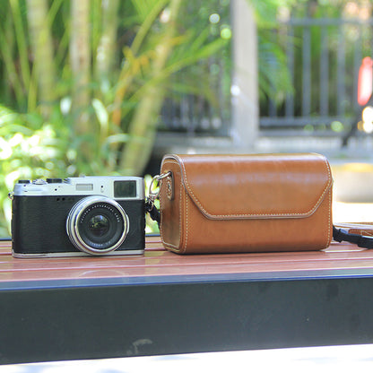 Light Brown PU Leather Camera Bag for Fujifilm X Canon G Olympus PEN - Compact Vintage Design V888-ELOSUNG33081