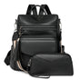 Black Women's Retro PU Leather Backpack - Dual-Color Tassel Design, Winter High-End Style V888-ELOSUNG33082