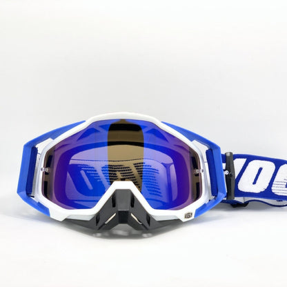 Blue-white Frame and Blue Sheet Motocross Goggles - Durable Off-Road Motorcycle Riding Eye Protection with V888-ELOSUNG33099