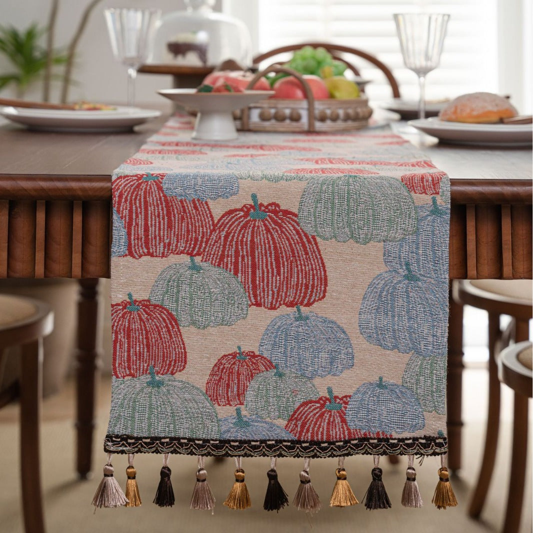 Jacquard Pumpkin American Country Thanksgiving Table Runner - Jacquard Design 33cm x 160cm V888-ELOSUNG33100