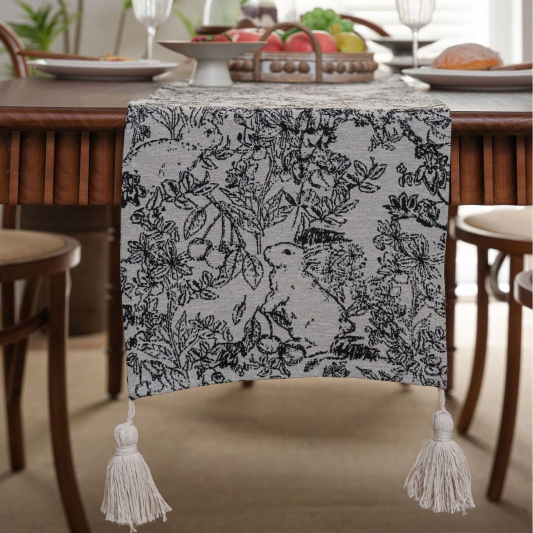 Jacquard Black Rabbit American Country Thanksgiving Table Runner - Jacquard Design 33cm x 160cm V888-ELOSUNG33101