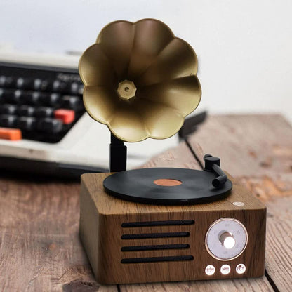 Vintage Gramophone Bluetooth Speaker - Retro Wireless Music Player with Classic Design V888-ELOSUNG33148