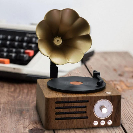 Vintage Gramophone Bluetooth Speaker - Retro Wireless Music Player with Classic Design V888-ELOSUNG33148
