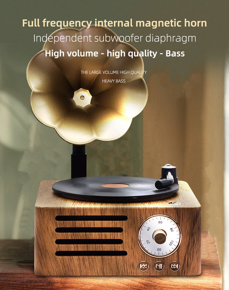 Vintage Gramophone Bluetooth Speaker - Retro Wireless Music Player with Classic Design V888-ELOSUNG33148