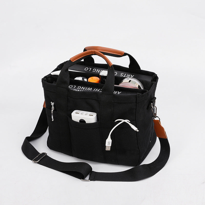 Black Stylish Multi-Functional Mommy Diaper Bag - Durable Canvas Tote V888-ELOSUNG33150