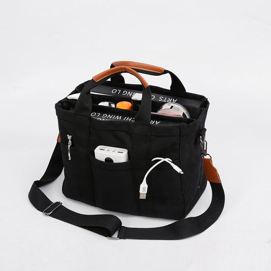 Black Stylish Multi-Functional Mommy Diaper Bag - Durable Canvas Tote V888-ELOSUNG33150