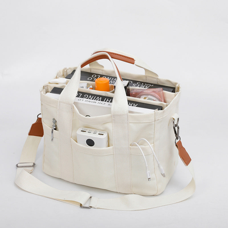 White Stylish Multi-Functional Mommy Diaper Bag - Durable Canvas Tote V888-ELOSUNG33152