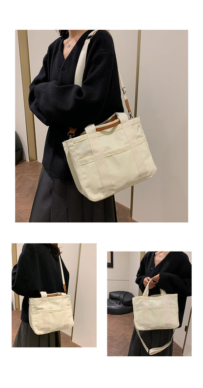 White Stylish Multi-Functional Mommy Diaper Bag - Durable Canvas Tote V888-ELOSUNG33152