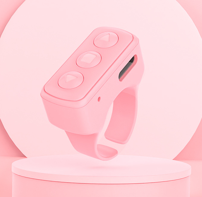 2-Piece Pink Bluetooth Video Controller - 3-Button Remote for TikTok and Page Scrolling V888-ELOSUNG33154