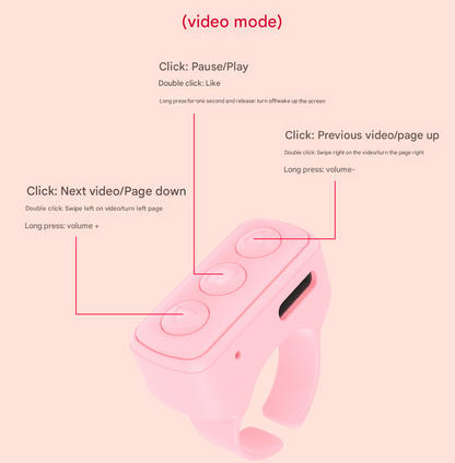 2-Piece Pink Bluetooth Video Controller - 3-Button Remote for TikTok and Page Scrolling V888-ELOSUNG33154