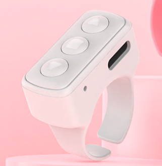 2-Piece White Bluetooth Video Controller - 3-Button Remote for TikTok and Page Scrolling V888-ELOSUNG33155