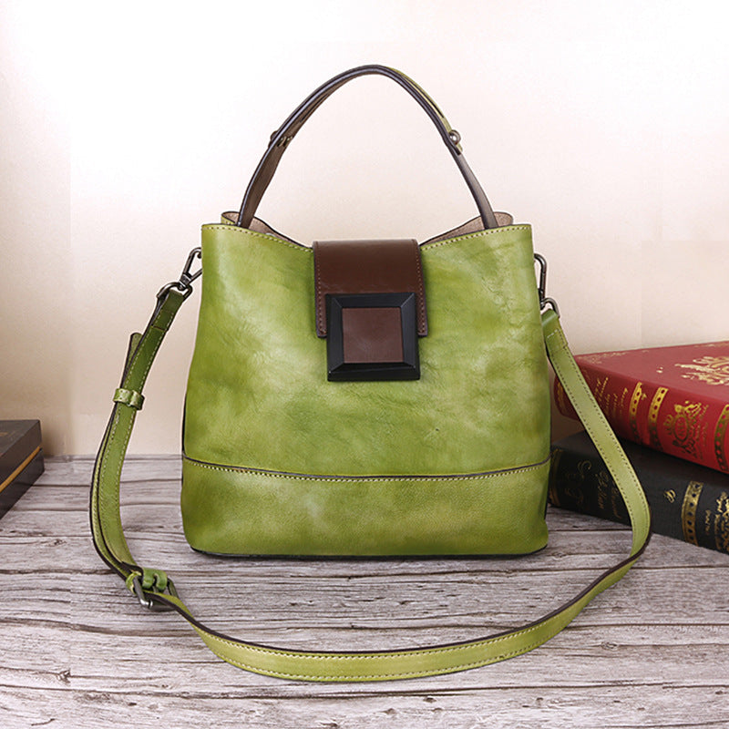 Vintage Green Leather Handbag - Elegant Multi-Functional Design V888-ELOSUNG33156