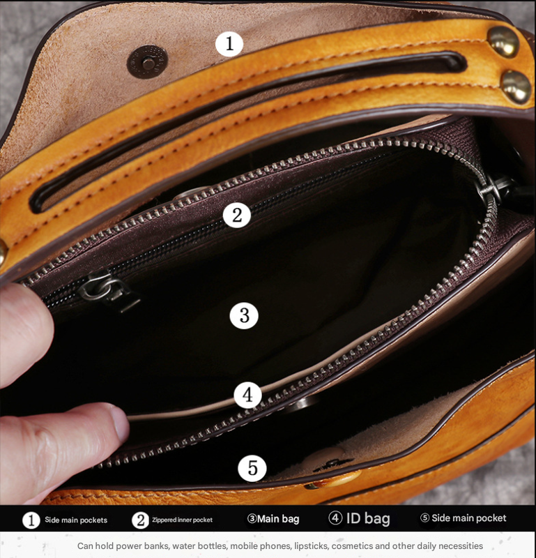 Vintage Yellow Leather Handbag - Elegant Multi-Functional Design V888-ELOSUNG33157