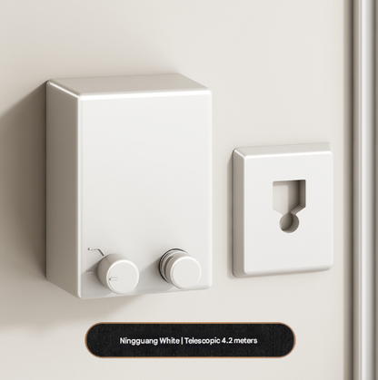 White Retractable Stainless Steel Clothesline - 4.2m Indoor and Outdoor Drying Solution V888-ELOSUNG33161