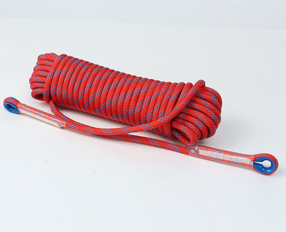 Red 10mm Double Hook Climbing Rope Set - 15m Durable Outdoor Safety Rescue Cord V888-ELOSUNG33167