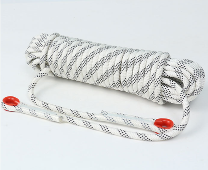 White 10mm Double Hook Climbing Rope Set - 10m Durable Outdoor Safety Rescue Cord V888-ELOSUNG33169